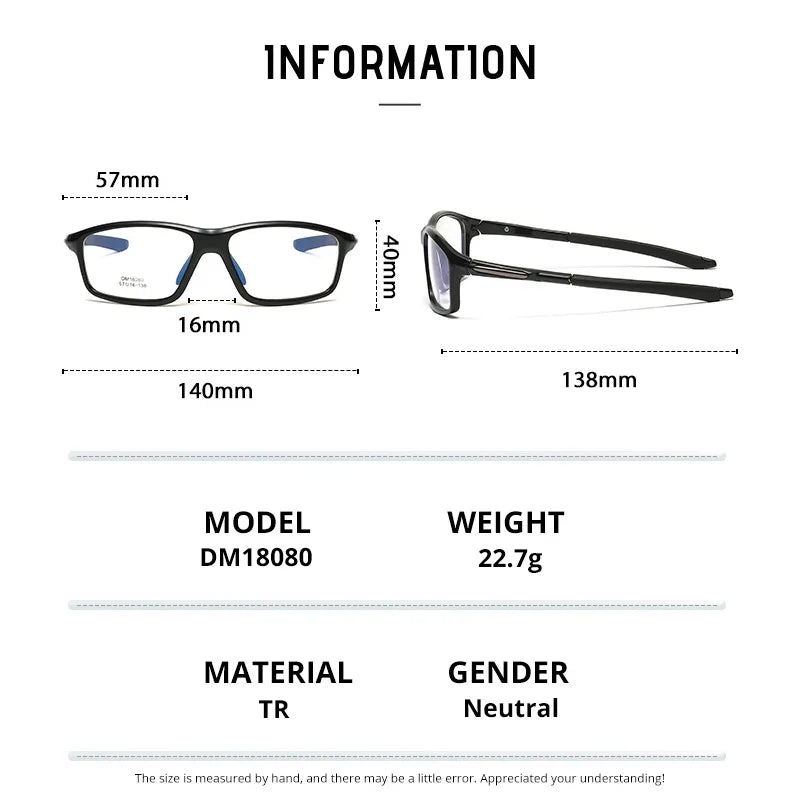 Gmei Men's Full Rim Square Tr 90 Titanium Sport Eyeglasses 818080