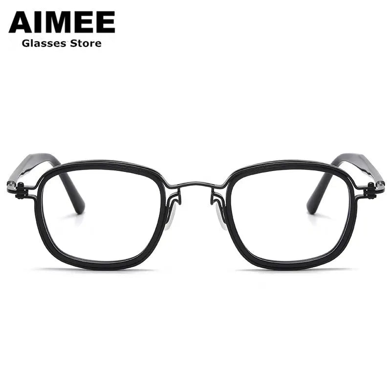 Aimee Men's Full Rim Square Titanium Acetate Eyeglasses 5863 Full Rim Aimee   