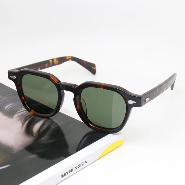 Black Mask Unisex Full Rim Square Acetate Polarized Sunglasses 23145