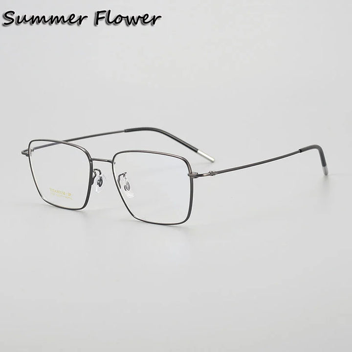 Summer Flower Men's Full Rim Polygon Square Titanium Eyeglasses 700379