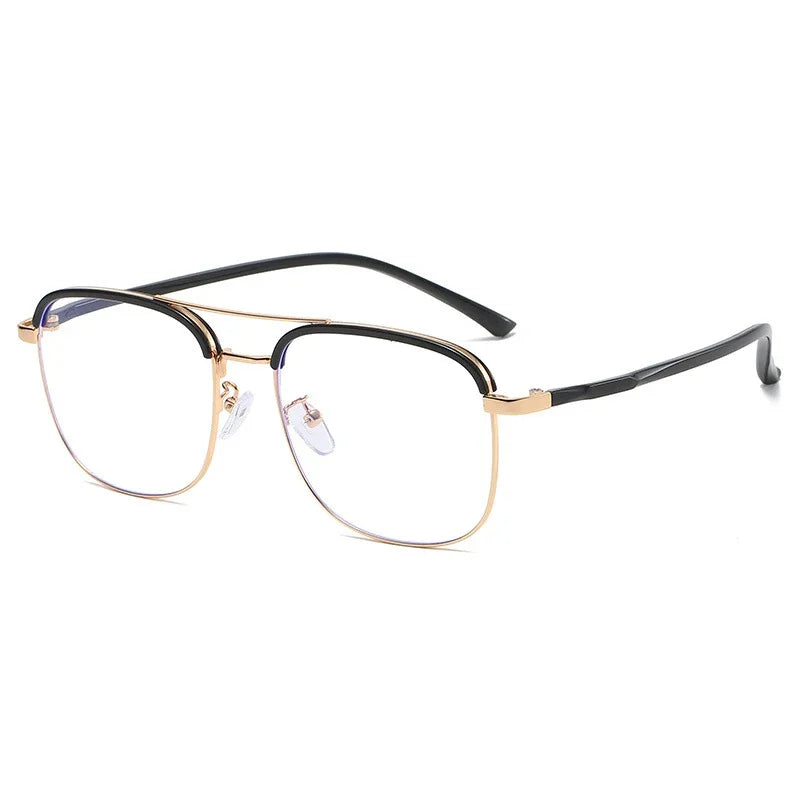 Handoer Unisex Full Rim Square Double Bridge Alloy Acetate Eyeglasses 28714