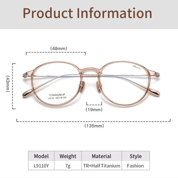 Xbora Women's Full Rim Round Tr 90 Titanium Eyeglasses 91107