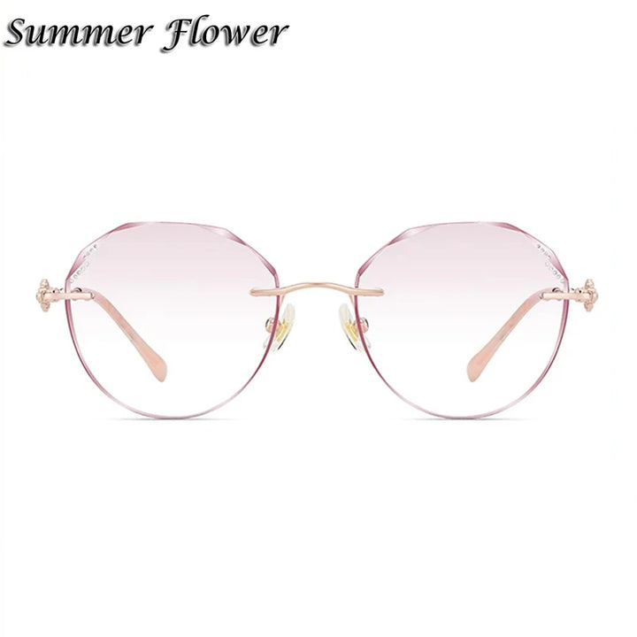 Summer Flower Women's Rimless Oval Round Titanium Eyeglasses 90376 Rimless Summer Flower