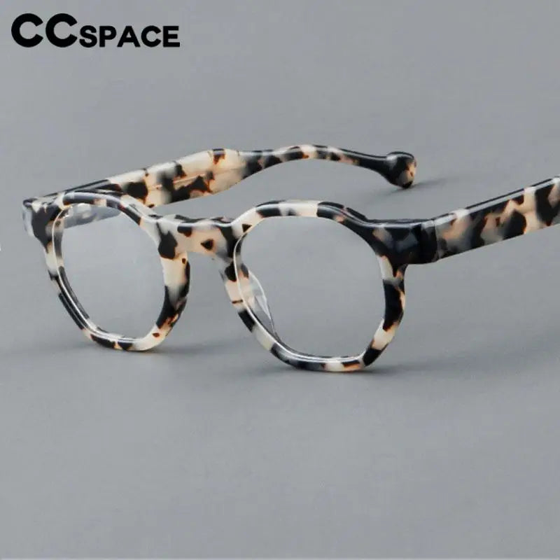 CCspace Unisex Full Rim Flat Top Round Acetate Reading Glasses R57621 Reading Glasses CCSpace   