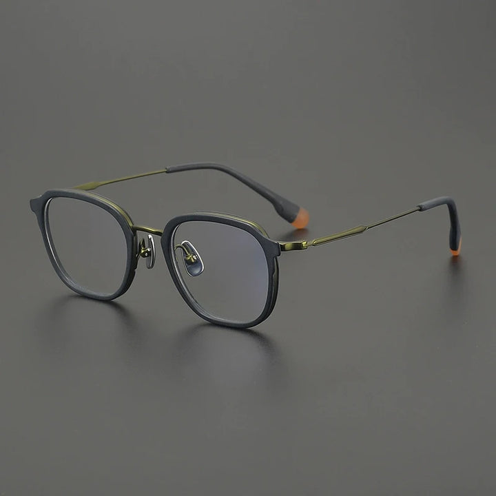 Gatenac Unisex Full Rim Square Acetate Titanium Eyeglasses Gxyj2805
