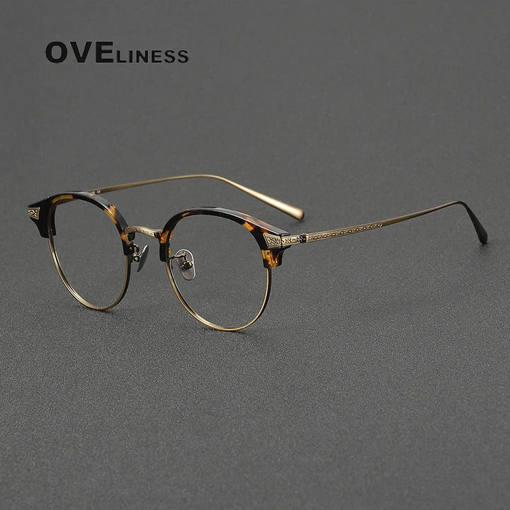 Oveliness Unisex Full Rim Oval Acetate Titanium Eyeglasses 3029 Full Rim Oveliness tortoise bronze  