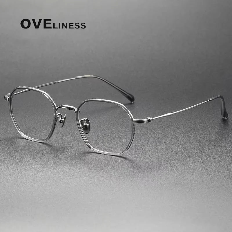 Oveliness Unisex Full Rim Square Oval Titanium Acetate Eyeglasses 8503 Full Rim Oveliness grey gun  