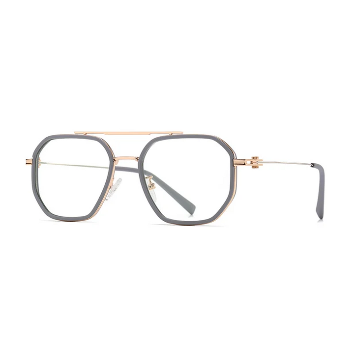 Ralferty Women's Full Rim Polygon Double Bridge Acetate Alloy Eyeglasses R823 Full Rim Ralferty C520 Matt Gray CHINA 