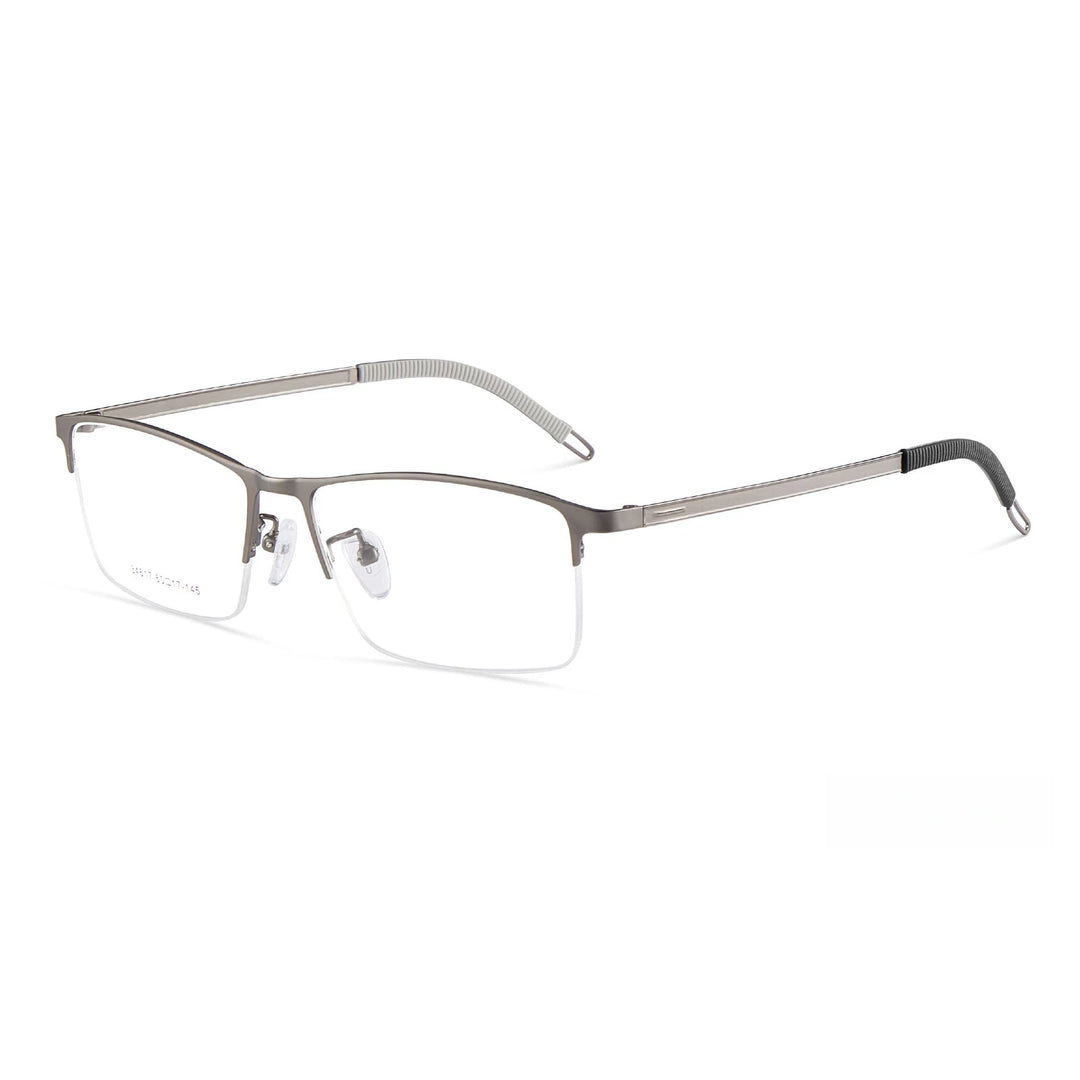 Yimaruili Men's Semi Rim Wide Front Square Alloy Eyeglasses Y34617 Full Rim Yimaruili Eyeglasses Brihgt Gun  