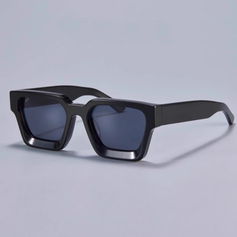 Black Mask Unisex Full Rim Square Thick Acetate Sunglasses 721439