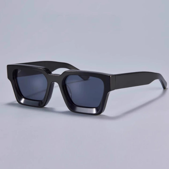 Black Mask Unisex Full Rim Square Thick Acetate Sunglasses 721439
