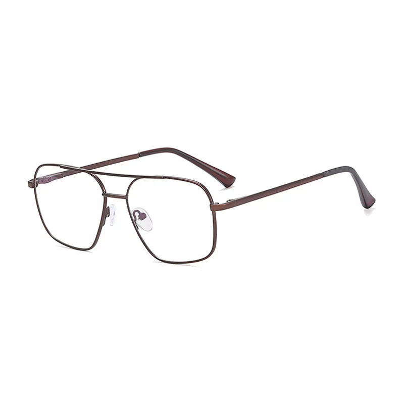 Ralferty Men's Full Rim Square Double Bridge Alloy Eyeglasses R91308 Full Rim Ralferty C6 Bronze CN 