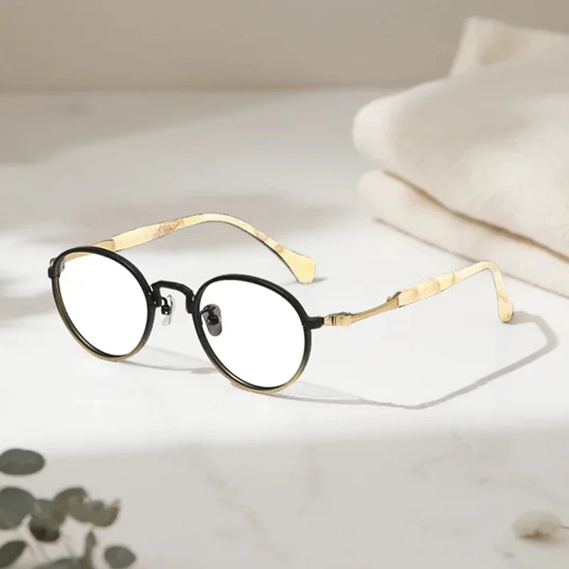 Black Mask Unisex Full Rim Round Titanium Eyeglasses BM-SH80867