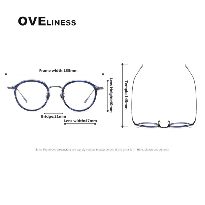 Oveliness Women's Full Rim Oval Acetate Titanium Eyeglasses 88114 Full Rim Oveliness