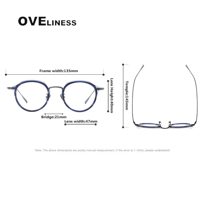 Oveliness Women's Full Rim Oval Acetate Titanium Eyeglasses 88114 Full Rim Oveliness