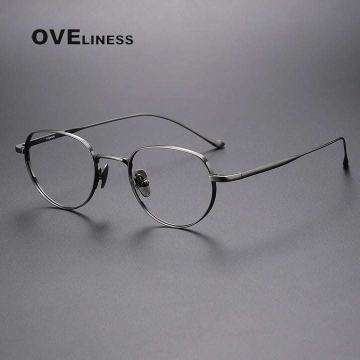 Oveliness Unisex Full Rim Oval Titanium Eyeglasses 0100 Full Rim Oveliness gun  