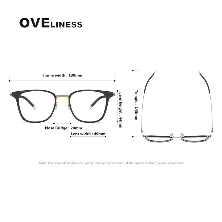 Oveliness Unisex Full Rim Square Titanium Eyeglasses 8202301 Full Rim Oveliness   