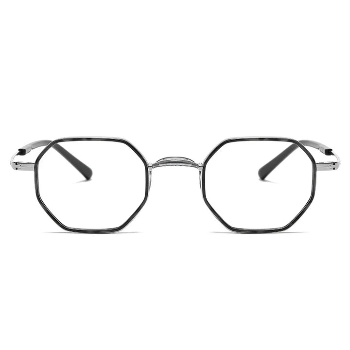 Aimee Unisex Full Rim Flat Top Polygon Titanium Acetate Eyeglasses 80635 Full Rim Aimee   