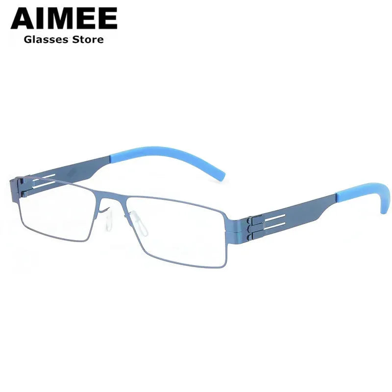 Aimee Unisex Full Rim Square Screwless Steel Eyeglasses 1132 Full Rim Aimee   