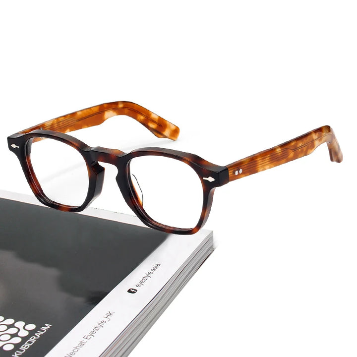 Black Mask Unisex Full Rim Polygon Square Acetate Eyeglasses 396195