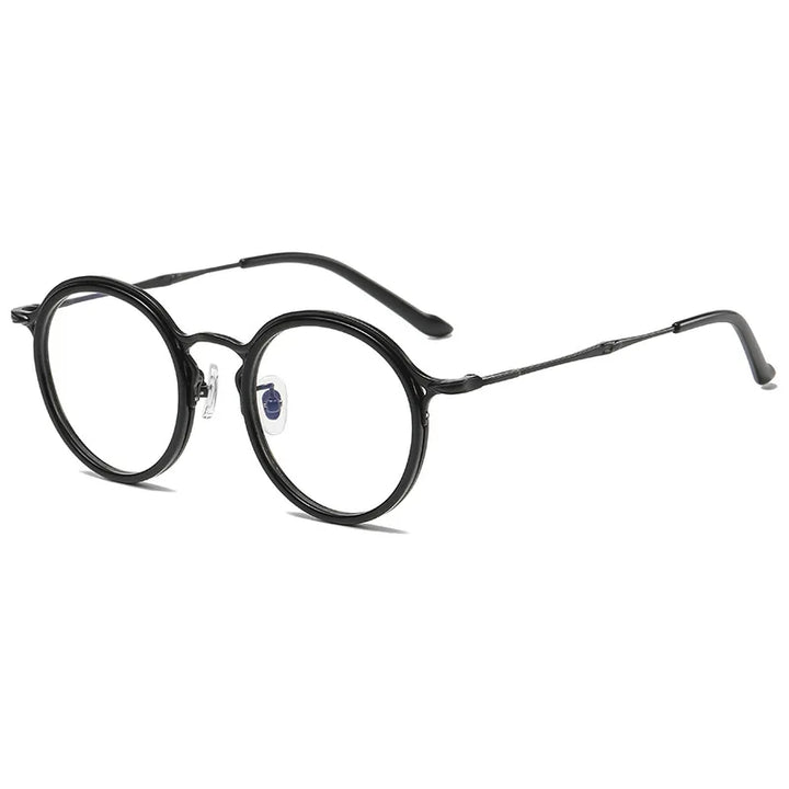 Black Mask Unisex Full Rim Round Titanium Acetate Eyeglasses 5918 Full Rim Black Mask Black  