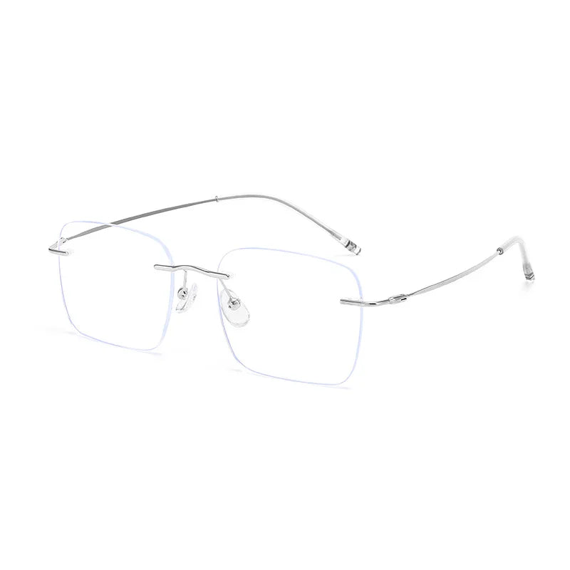 Xbora Unisex Rimless Polygon Square Titanium-Alloy Eyeglasses 518320
