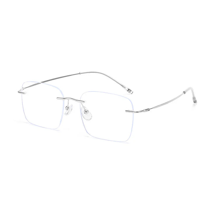 Xbora Unisex Rimless Polygon Square Titanium-Alloy Eyeglasses 518320