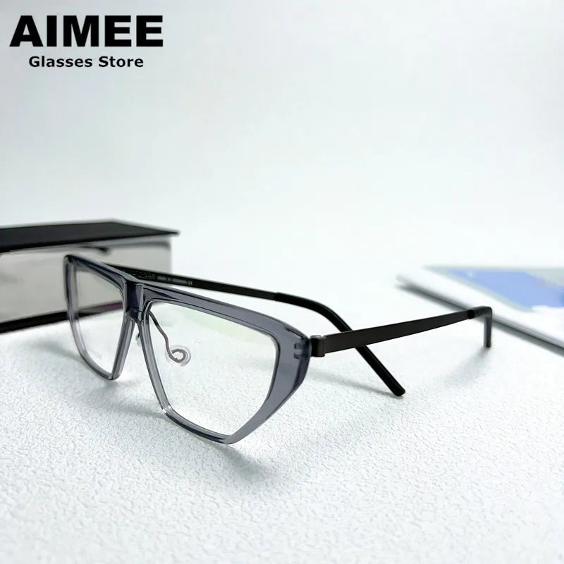 Aimee Unisex Full Rim Brow Line Square Titanium Eyeglasses 1181 Full Rim Aimee Grey  