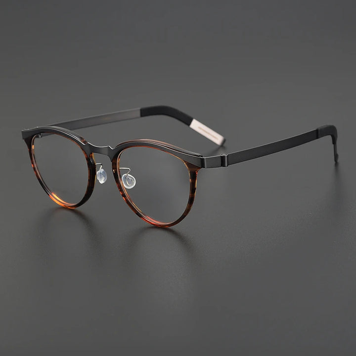 Black Mask Unisex Full Rim Round Screwless Titanium Eyeglasses 339903