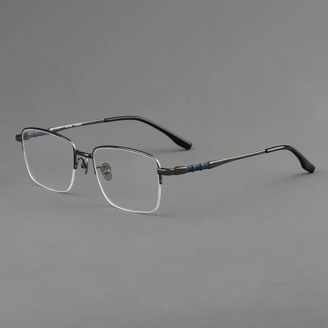 Aror Men's Semi Rim Square Titanium Eyeglasses 10189