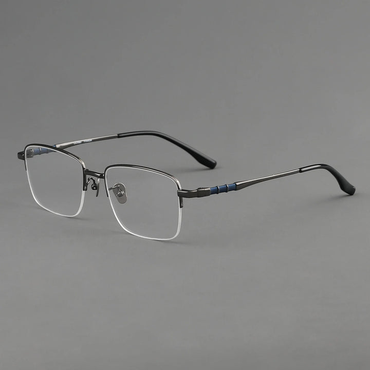 Aror Men's Semi Rim Square Titanium Eyeglasses 10189