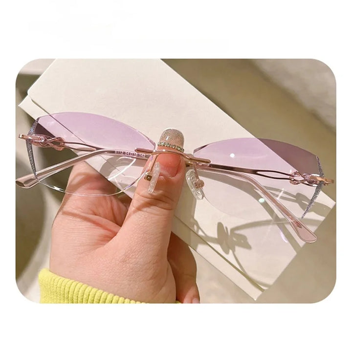 Summer Flower Women's Rimless Oval Titanium Eyeglasses 398112