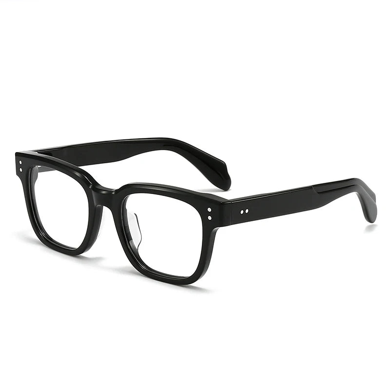 Black Mask Unisex Full Rim Square Thick Acetate Eyeglasses 21377 Full Rim Black Mask Black  