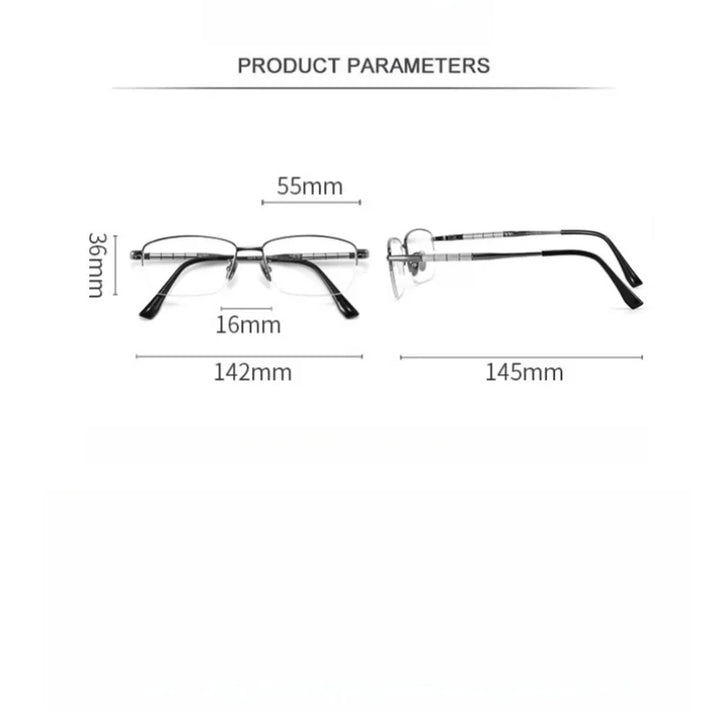 KatKani Men's Semi Rim Square Titanium Eyeglasses 98279 Semi Rim KatKani Eyeglasses   