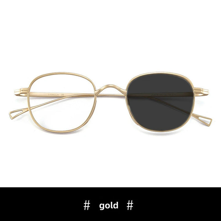 Kocolior Unisex Full Rim Round Titanium Hyperopic Reading Glasses 8016 Reading Glasses Kocolior Photochromic Gold 0 