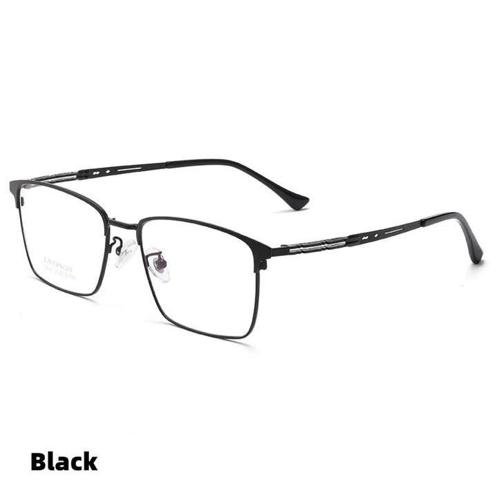 KatKani Men's Full Rim Big Square Alloy Eyeglasses 3832j Full Rim KatKani Eyeglasses Black  