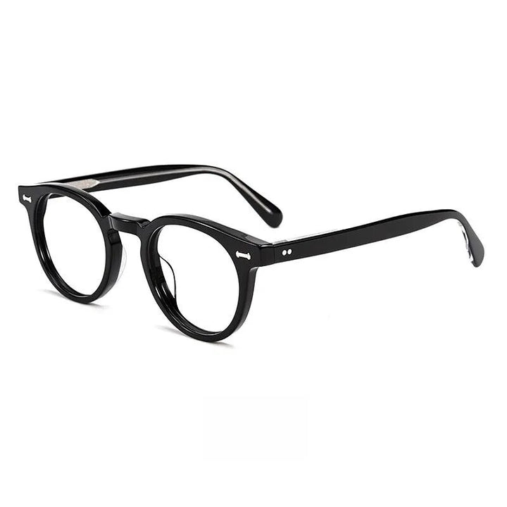 Yimaruili Unisex Full Rim Round Acetate Eyeglasses Kbt9861 Full Rim Yimaruili Eyeglasses Black  