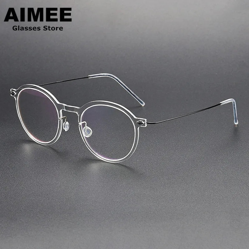 Aimee Women's Full Rim Round Titanium Acetate Eyeglasses 65864