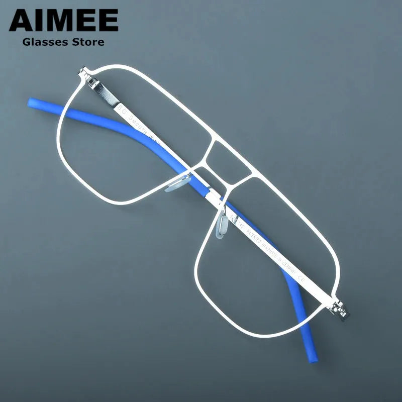 Aimee Unisex Full Rim Big Square Stainless Steel Eyeglasses 8217 Full Rim Aimee Silver  