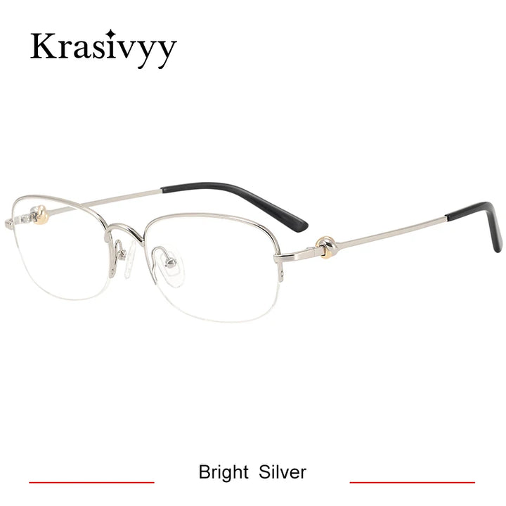 Krasivyy Unisex Semi Rim Oval Square Titanium Eyeglasses 310347