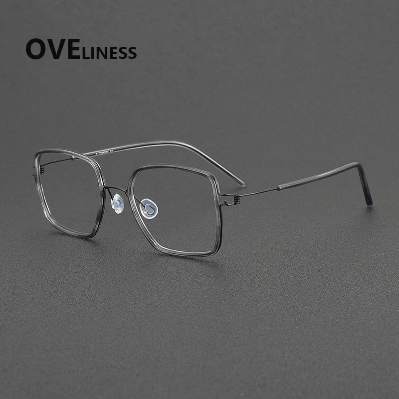 Oveliness Women's Full Rim Polygon Acetate Titanium Eyeglasses 381046