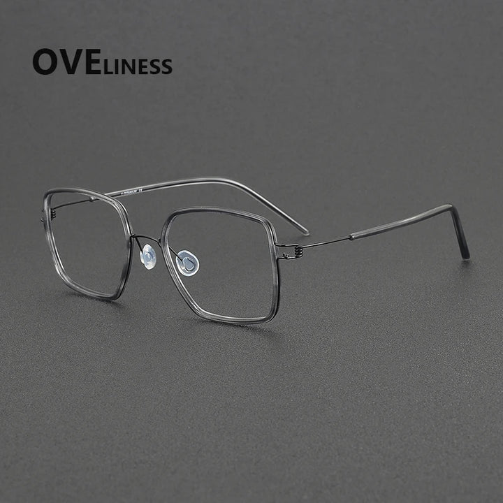 Oveliness Women's Full Rim Polygon Acetate Titanium Eyeglasses 381046