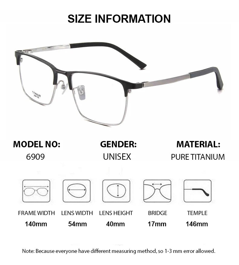 Chashma Ottica Men's Full Rim Square Titanium Eyeglasses 406909