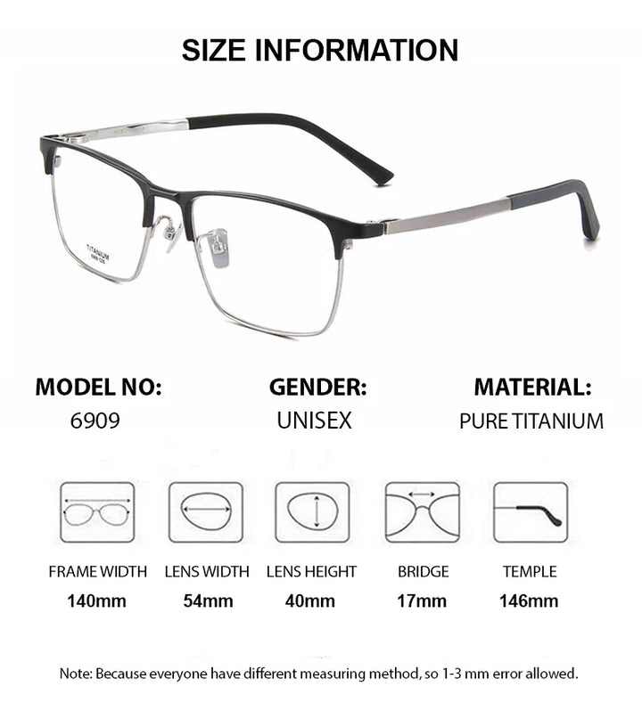 Chashma Ottica Men's Full Rim Square Titanium Eyeglasses 406909