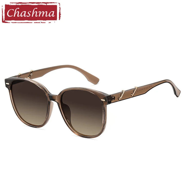 Chashma Ochki Women's Full Rim Square Tr 90 Titanium Sunglasses 40762 Full Rim Chashma Ochki Gradient Brown Lens Single Version 1.56 | Polarized