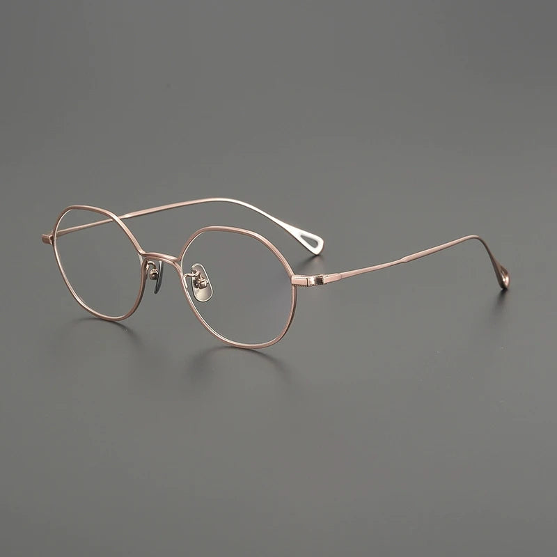 Gatenac Unisex Full Rim Polygon Round Titanium Eyeglasses G9142