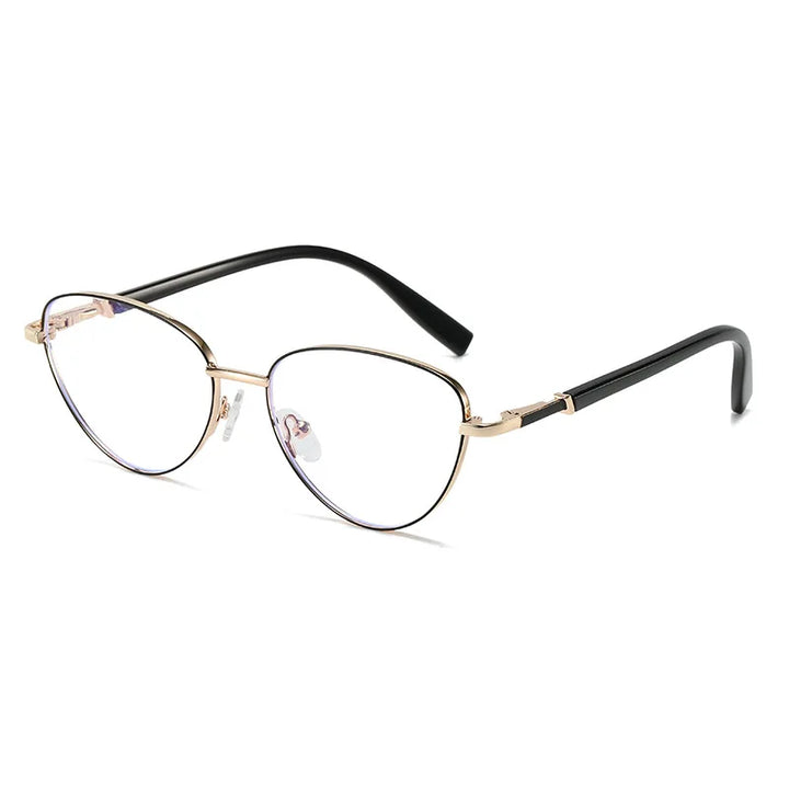 KatKani Women's Full Rim Oval Cat Eye Alloy Eyeglasses 26074 Full Rim KatKani Eyeglasses   