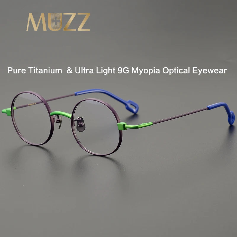 Muzz Unisex Full Rim Round Titanium Eyeglasses M003 Full Rim Muzz   