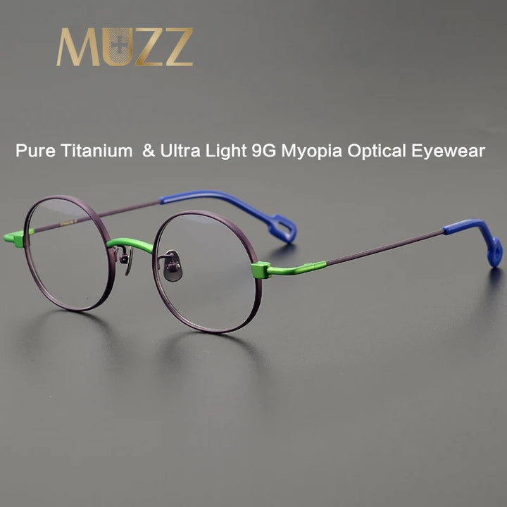 Muzz Unisex Full Rim Round Titanium Eyeglasses M003 Full Rim Muzz   