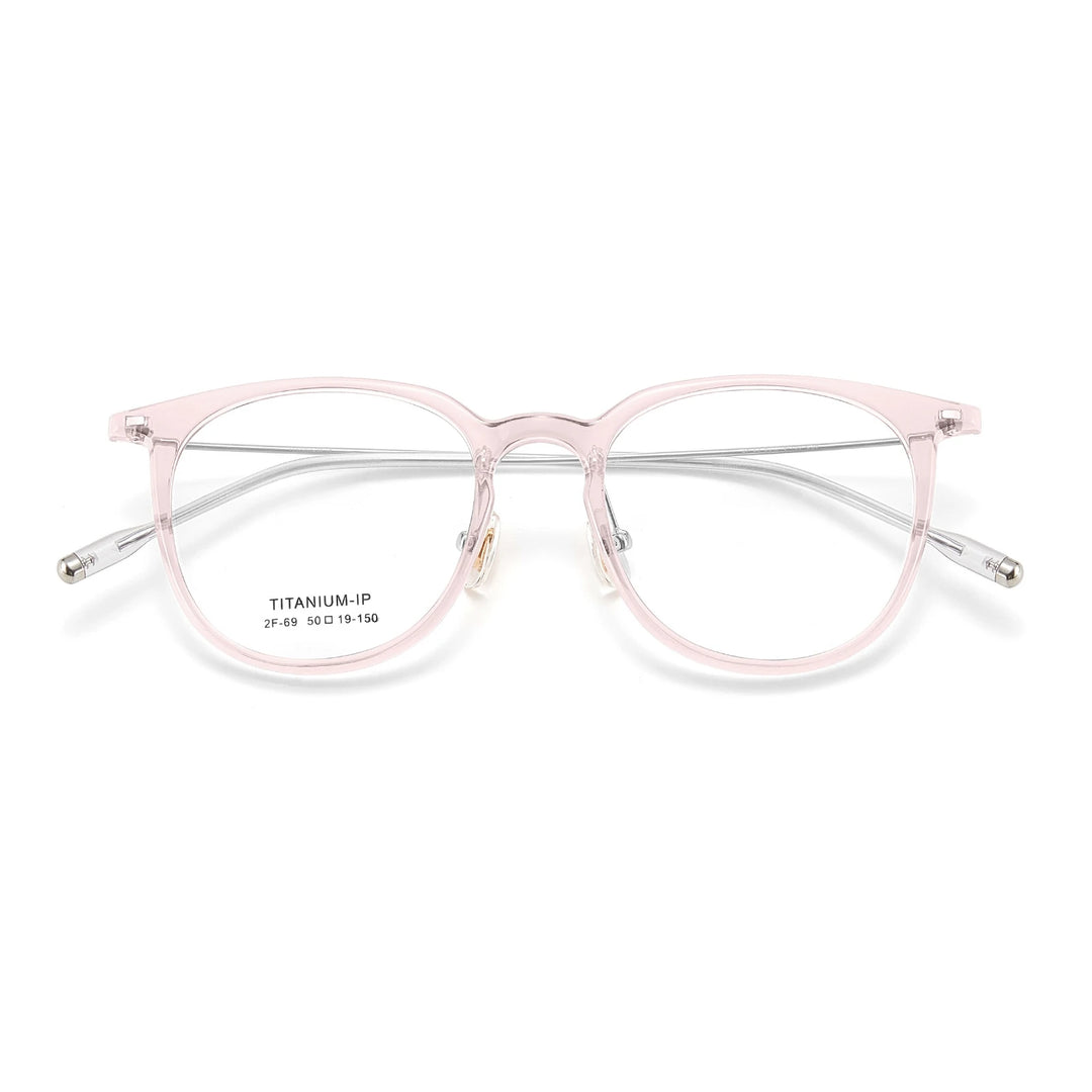 Yimaruili Unisex Full Rim Round Tr 90 Titanium Eyeglasses 236699